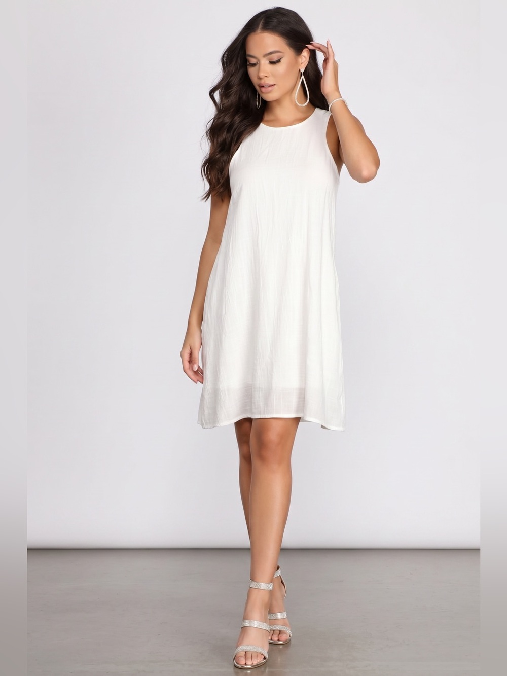 Robert Louis White Sleeveless A-Line Midi Dress